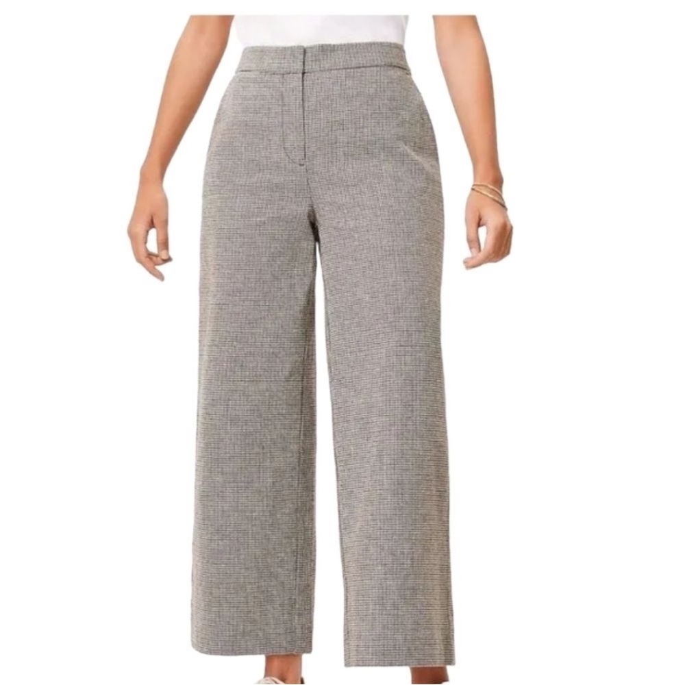 Loft Nwot Houndstooth Linen Blend crop pants size 6